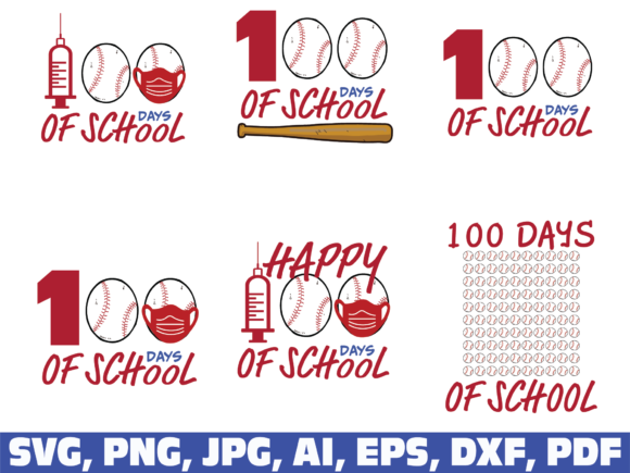 100 Days of School Baseball: Graphics for Crafts