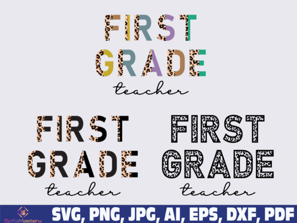 First Grade Teacher Half Leopard Graphics for Crafts
