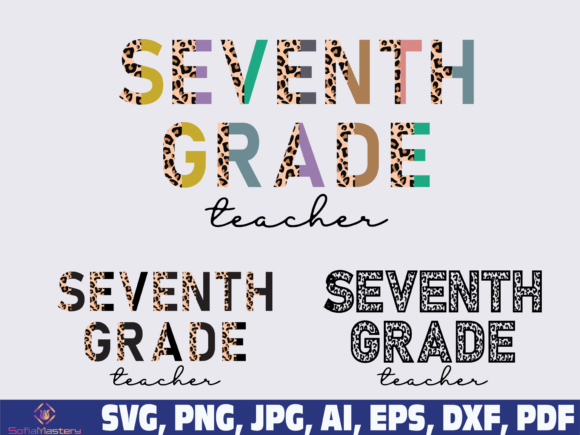 Seventh Grade Teacher Half Leopard: Graphics for Crafts